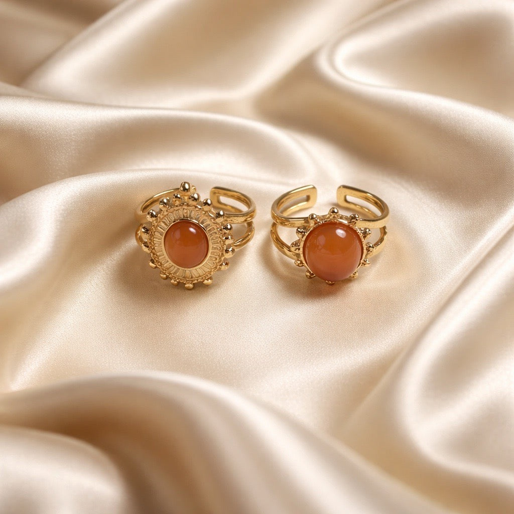 Rings Stainless Steel Hindu Carnelian