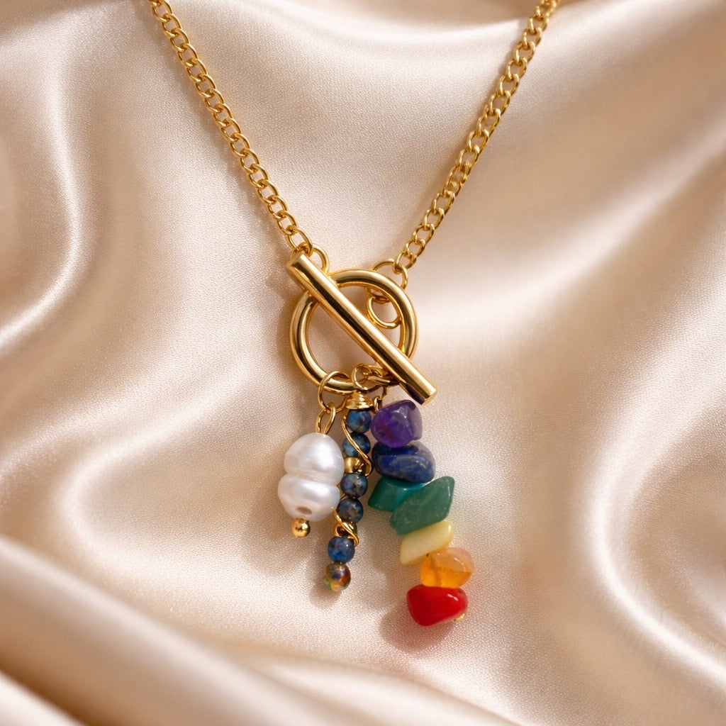 Necklace Sailor with Crystals and Pearls