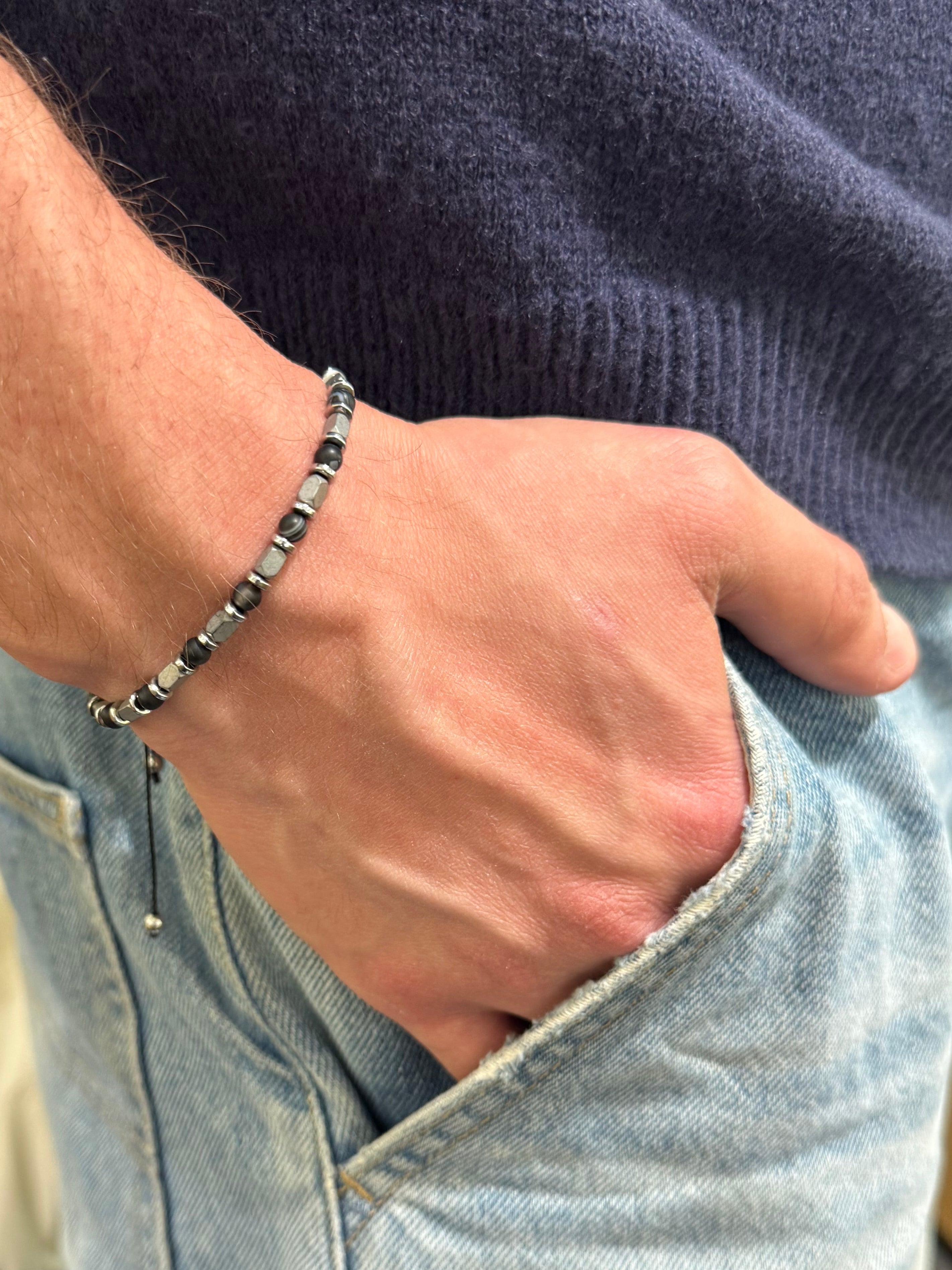 Bracelet Man Hematite Beads 5mm Chambala