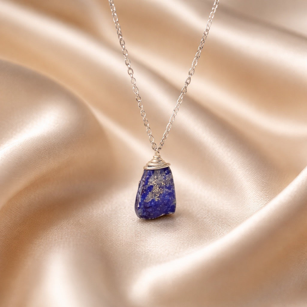 Necklace Classic Cage Natural Stones (Silver)