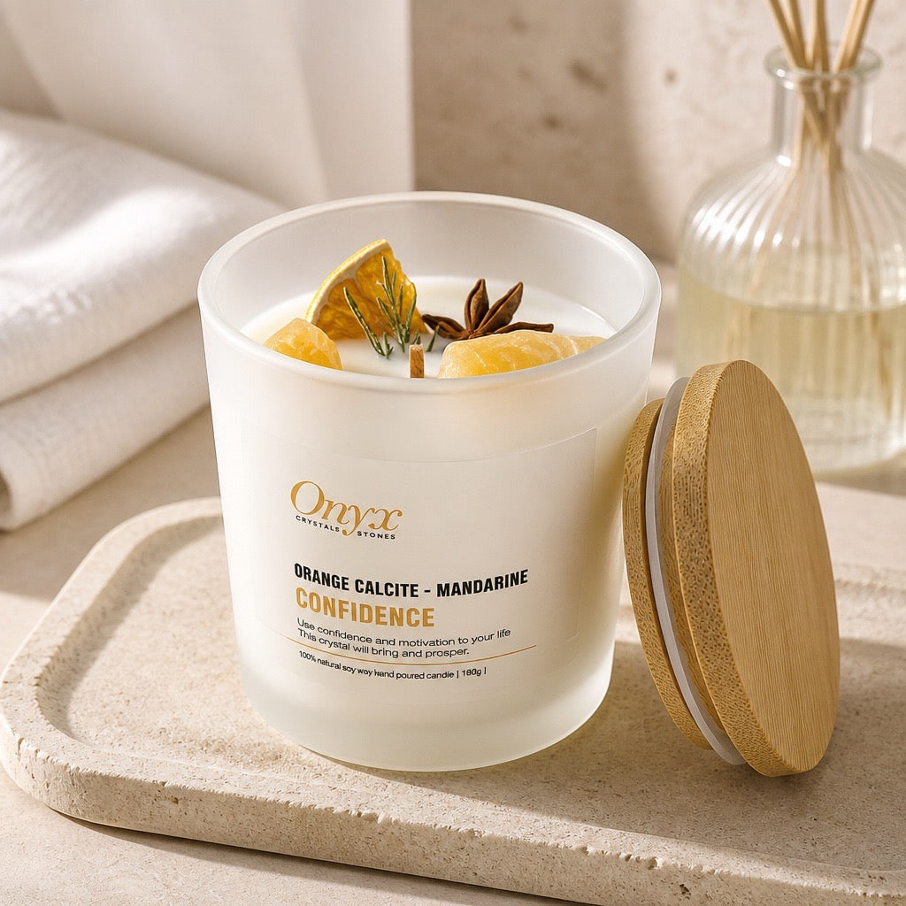 Crystal-Infused Soy wax Candles 100% Hand Made