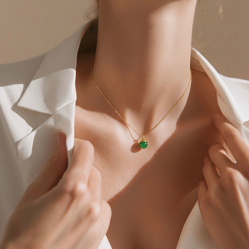 Necklace One Bead Semi-Precious Stone