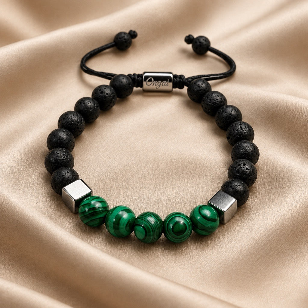 Bracelet Man Malachite/Lava/Onyx 8mm