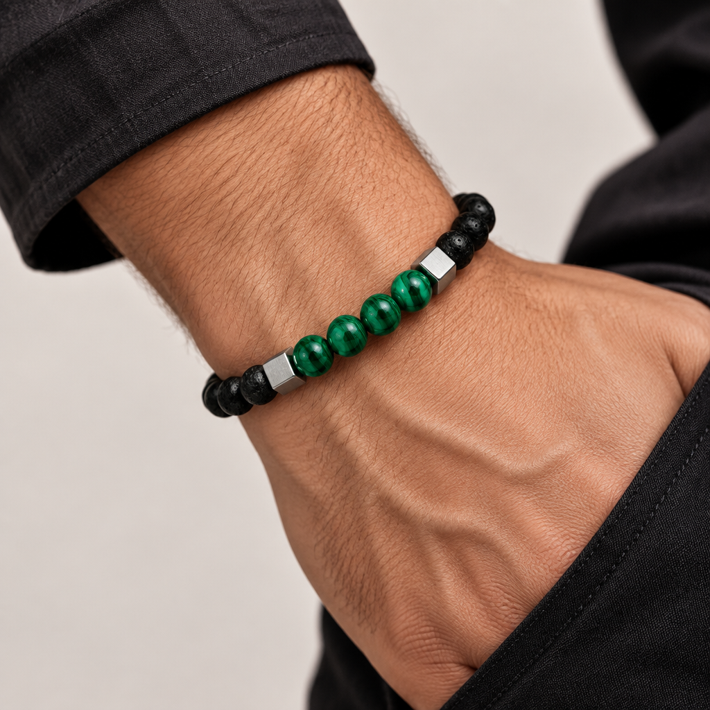 Bracelet Man Malachite/Lava/Onyx 8mm