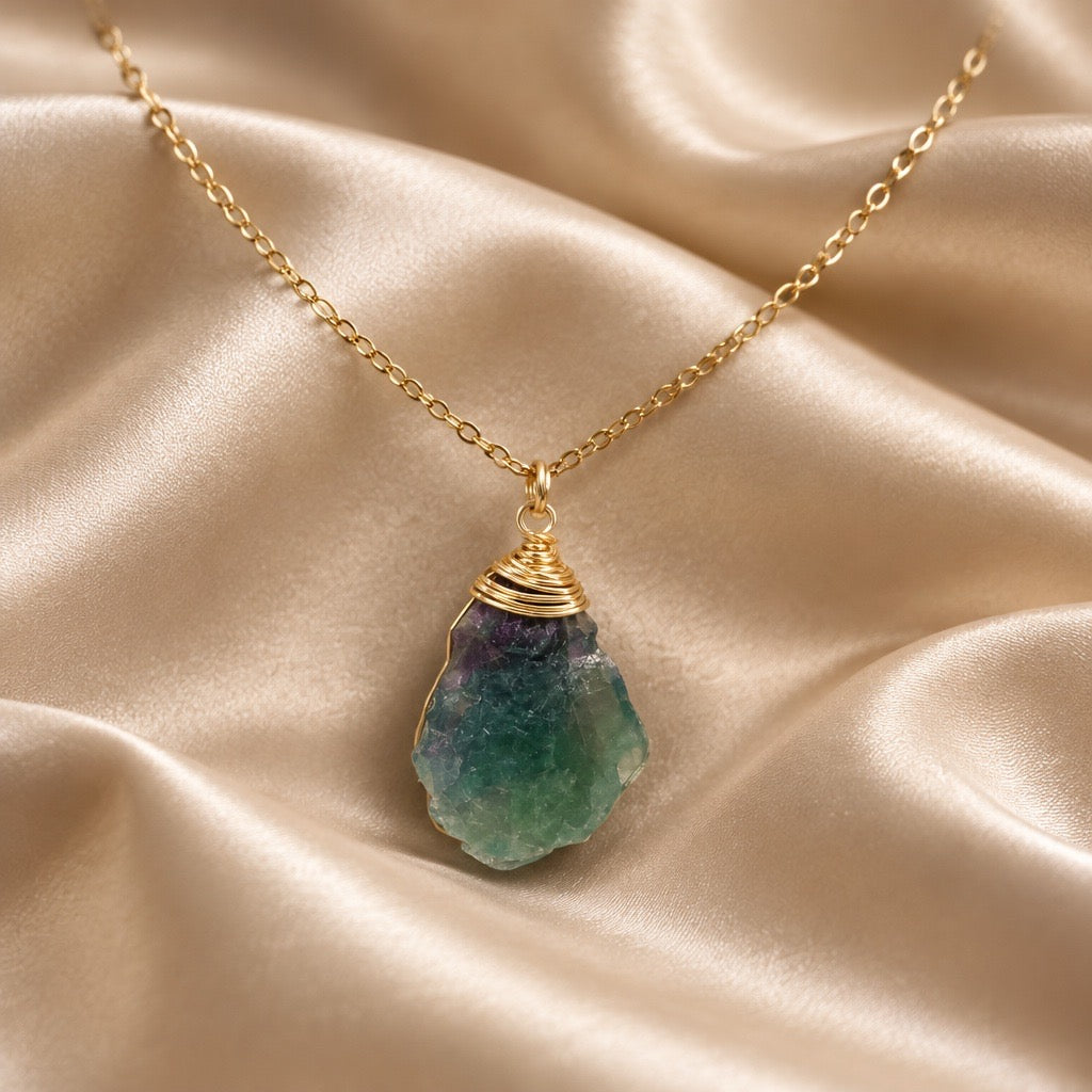 Necklace Long Natural Stones Gold
