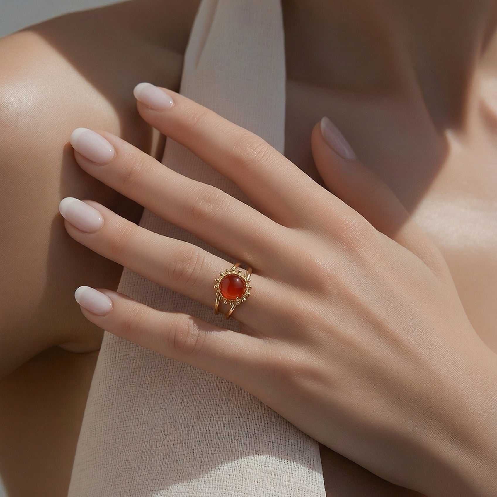 Rings Stainless Steel Hindu Carnelian