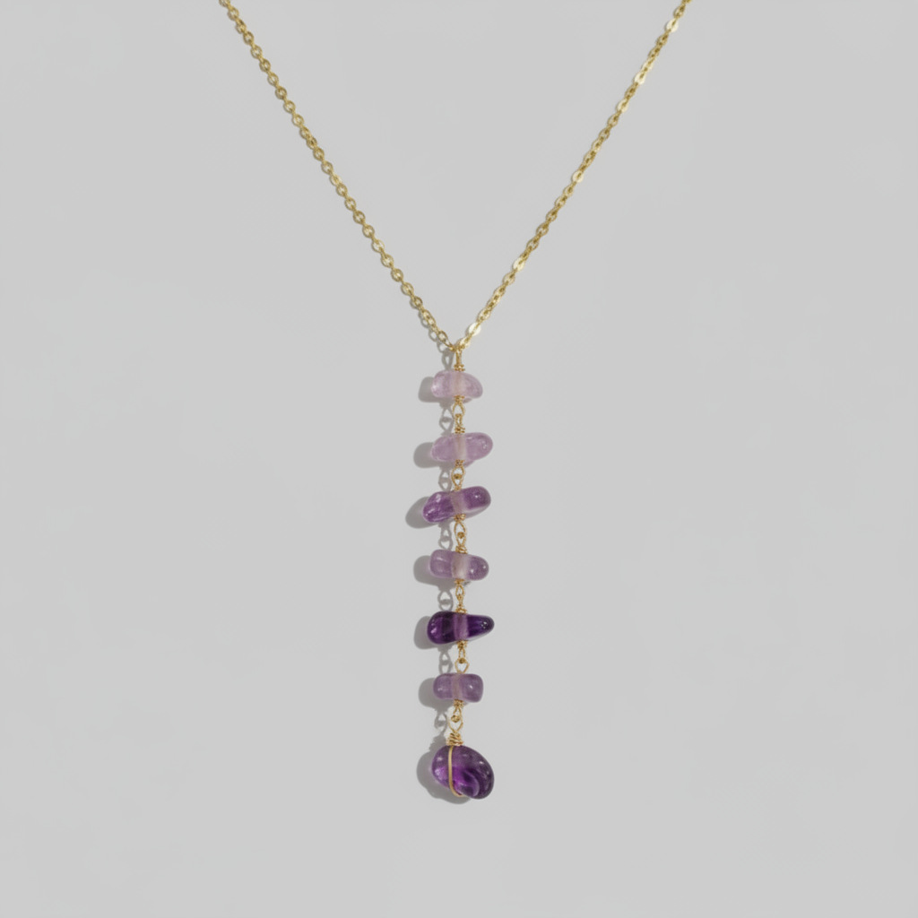 Necklace Vertical Chopped Natural Stones