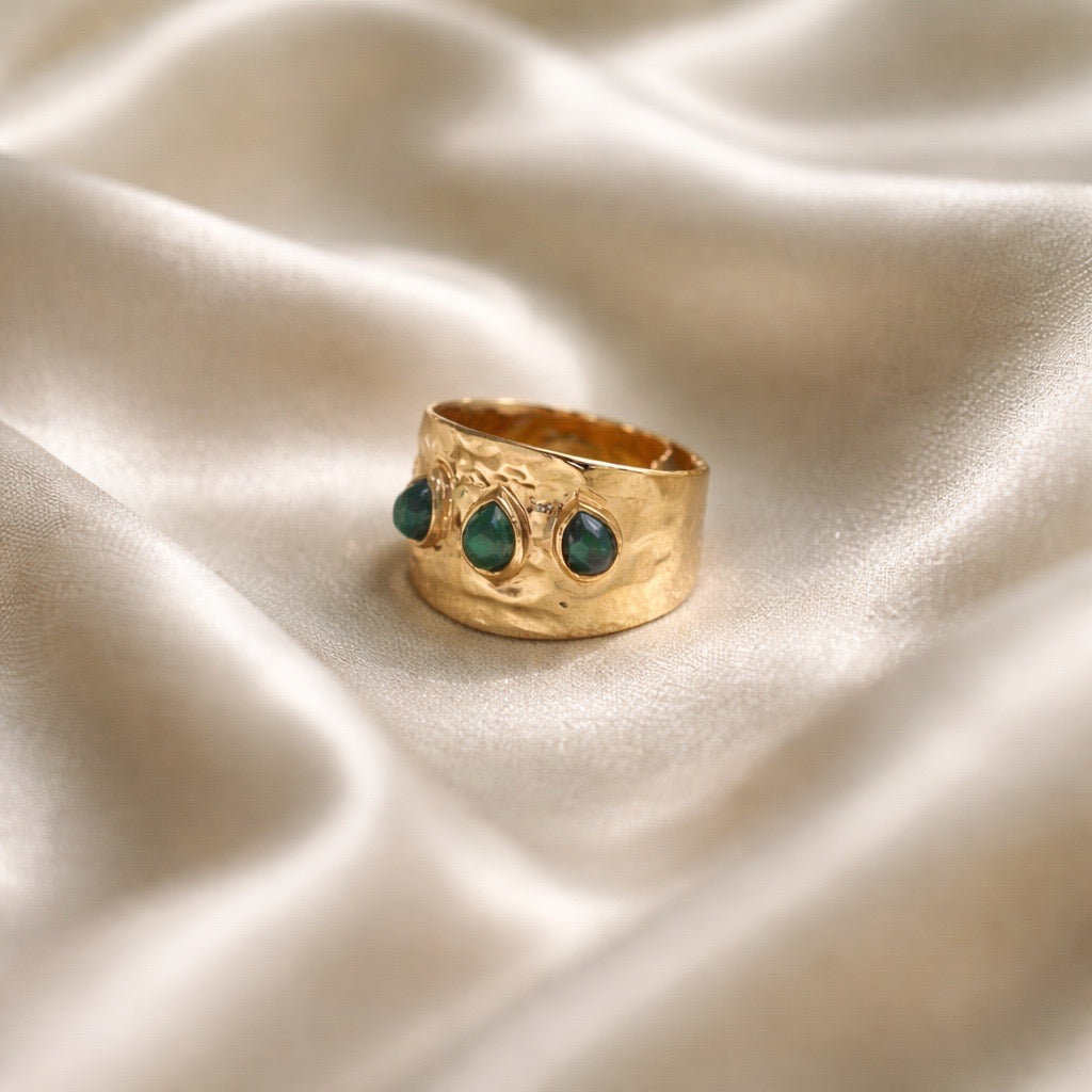 Rings Stainless Steel Hindu Green Jade