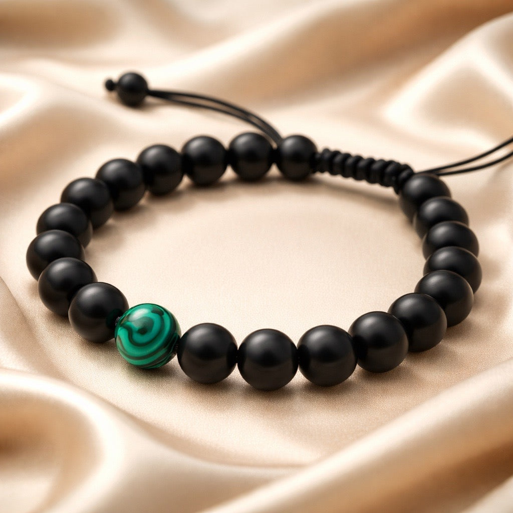 Bracelet Man Malachite/Onyx 8mm