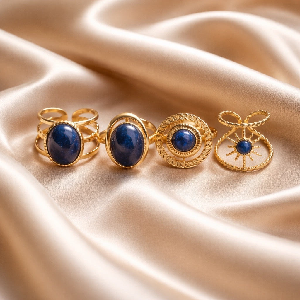 Rings Stainless Steel Hindu Lapis Lazuli