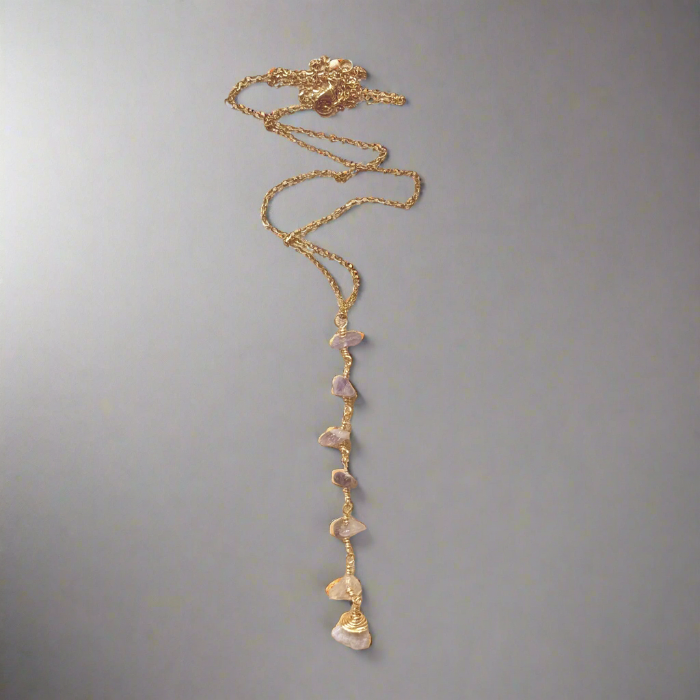 Necklace Vertical Chopped Natural Stones