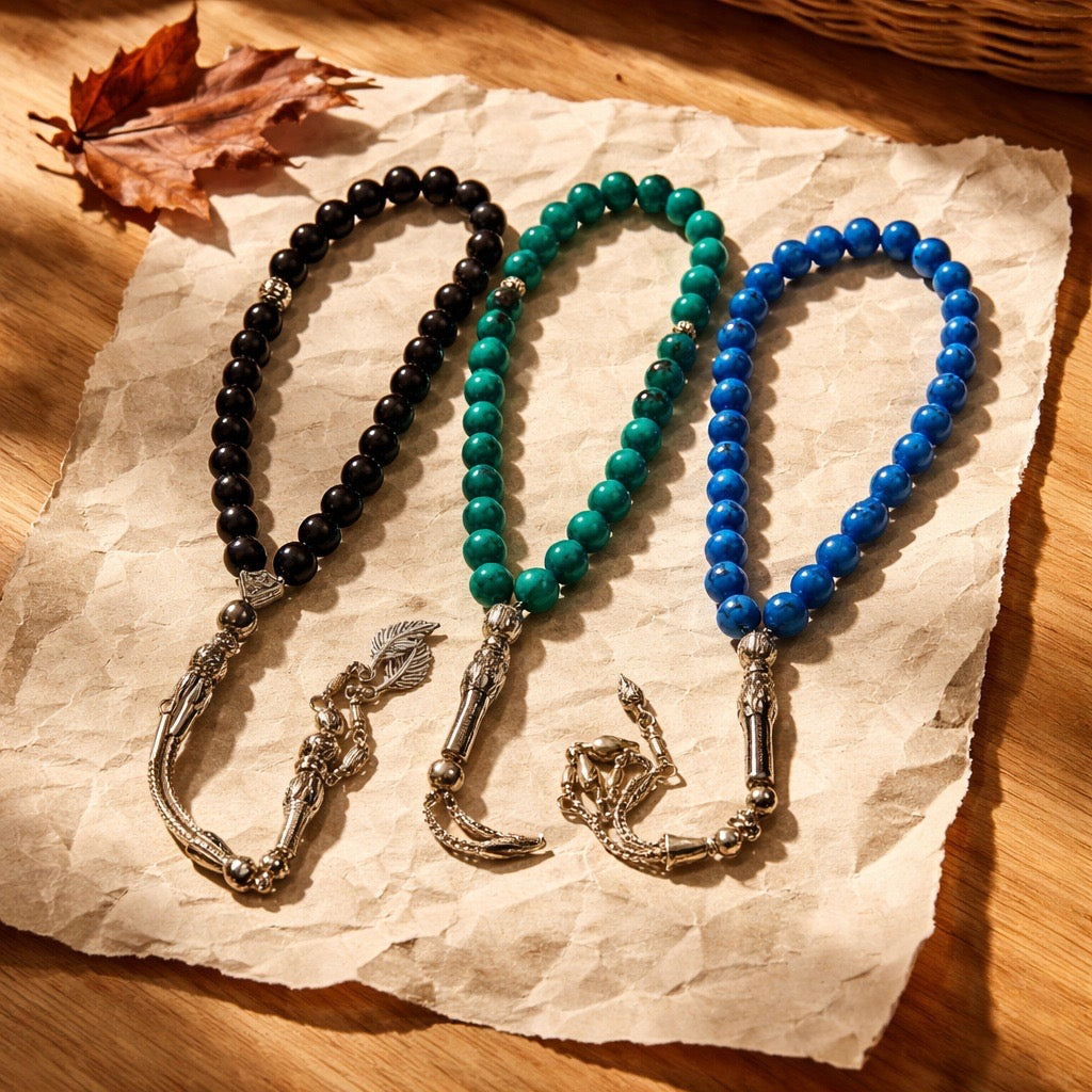 Rosary / Masbaha Natural Stones Sterling Silver