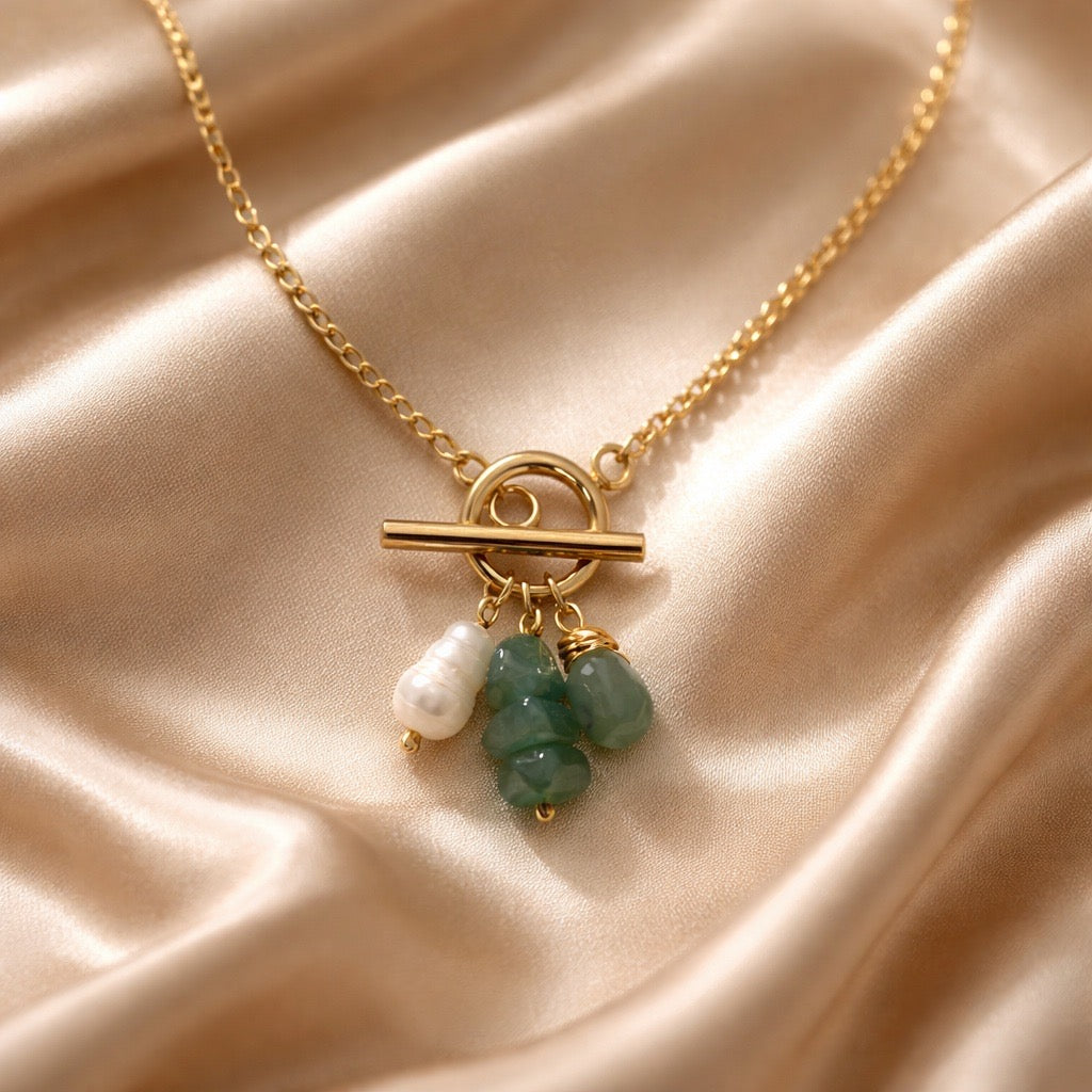 Necklace Sailor with Crystals and Pearls