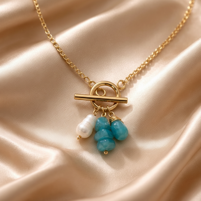 Necklace Sailor with Crystals and Pearls