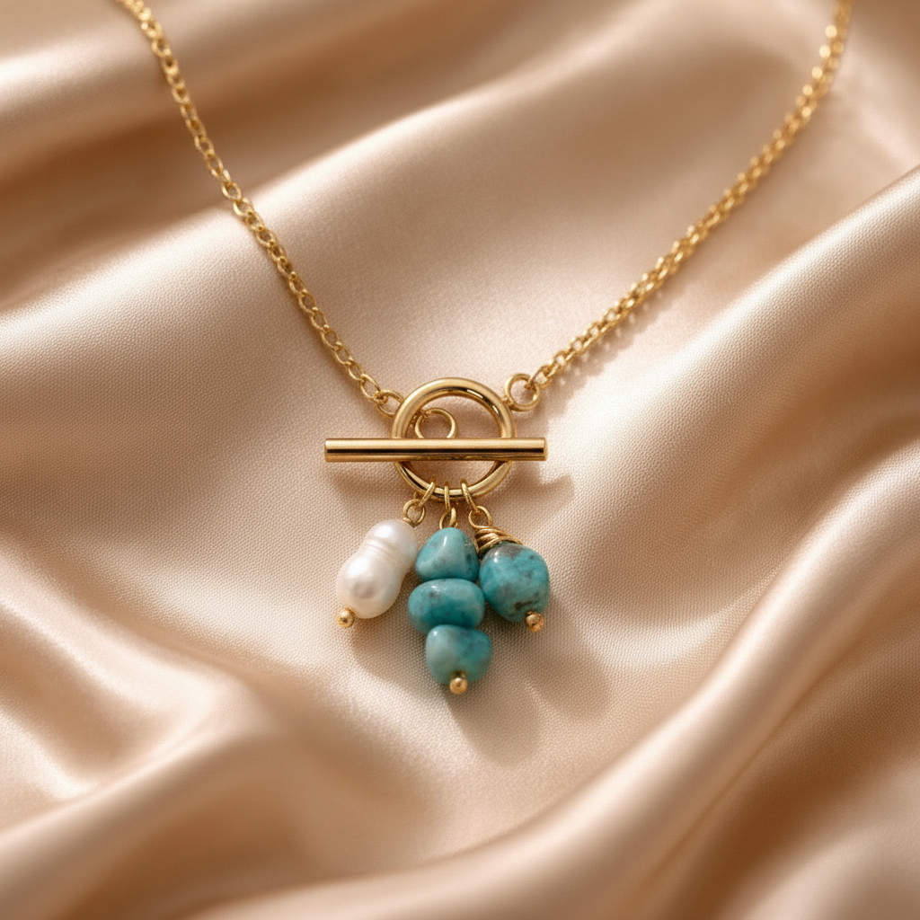 Necklace Sailor with Crystals and Pearls