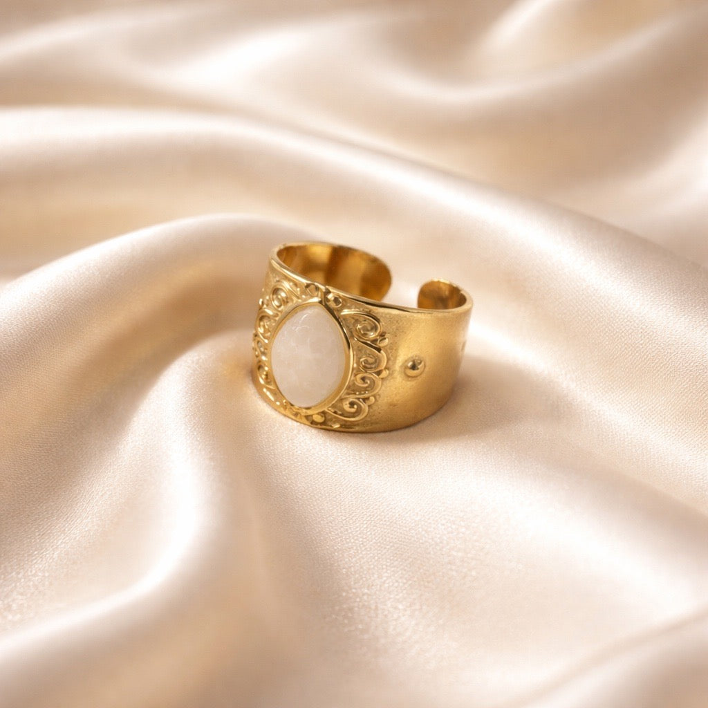 Rings Stainless Steel Hindu Rose Quartz