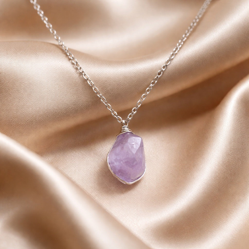 Necklace Classic Cage Natural Stones (Silver)