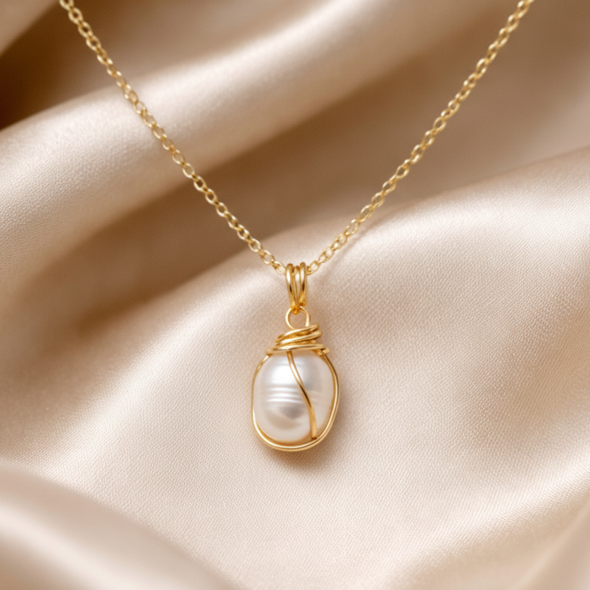 Necklace Cage Natural Stones