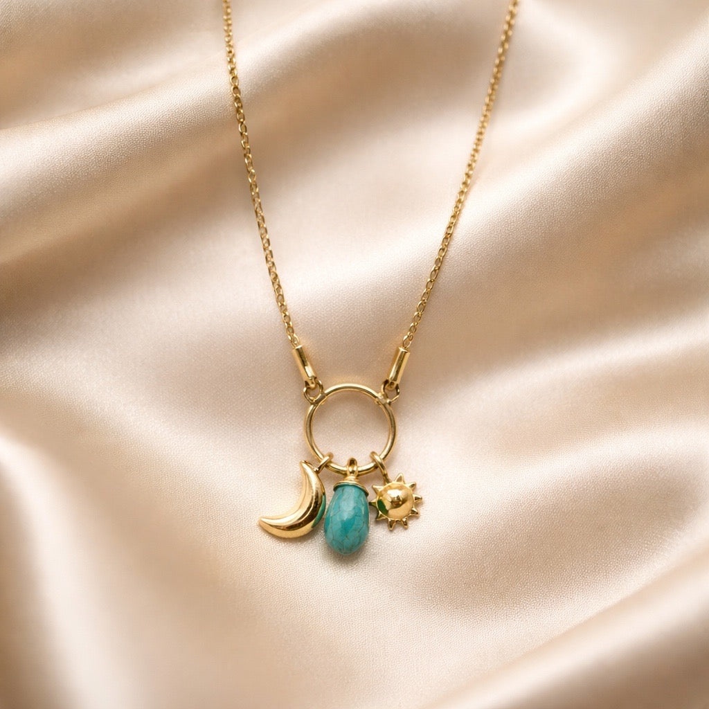 Necklace 2 Charms with Stone