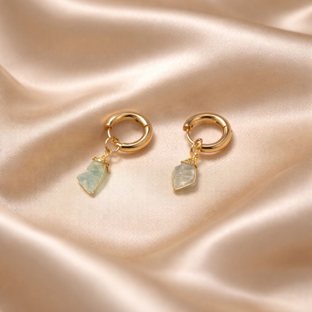 Earrings Thick Hoops with One Stone