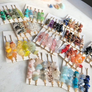 Hair Pins with semiprecious stones Mini Polished
