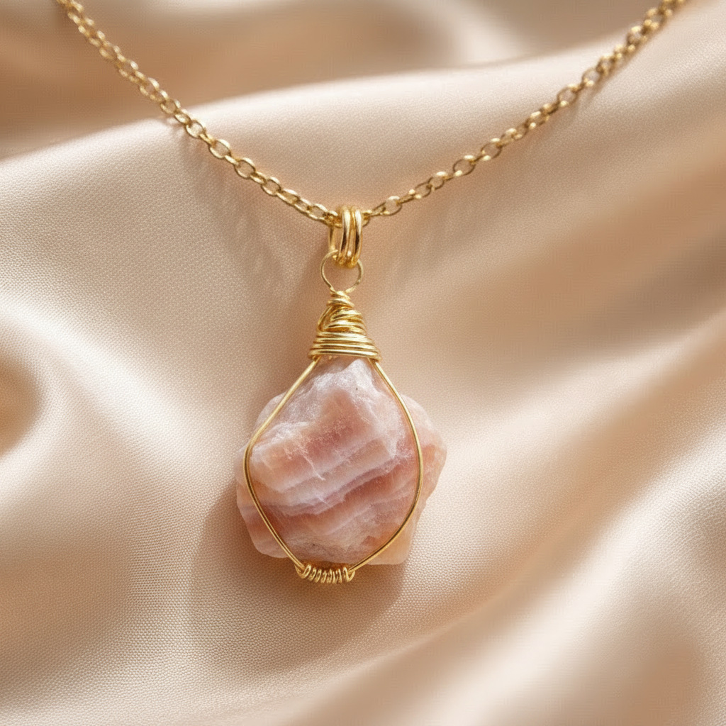 Necklace Long Natural Stones Gold