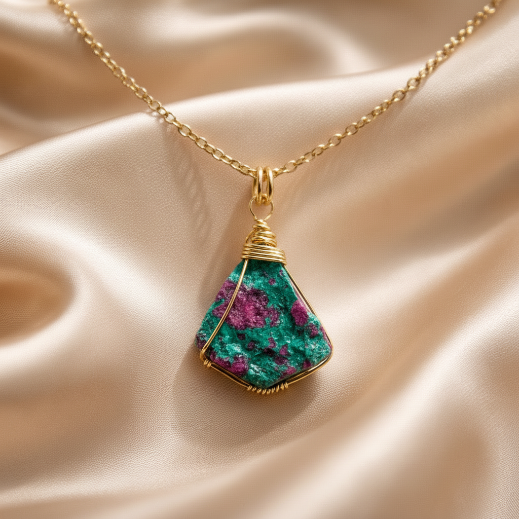 Necklace Long Natural Stones Gold