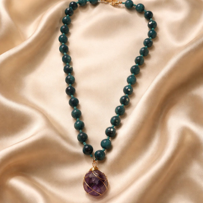 Necklace Threaded Beads with Stone