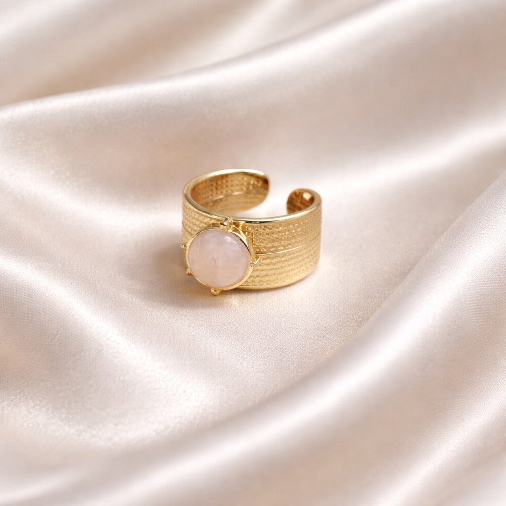 Rings Stainless Steel Hindu Rose Quartz