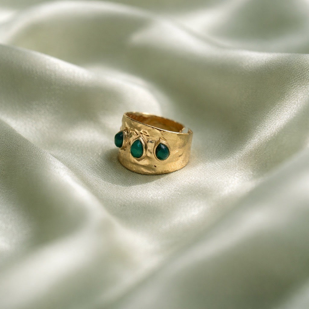 Rings Stainless Steel Hindu Green Jade