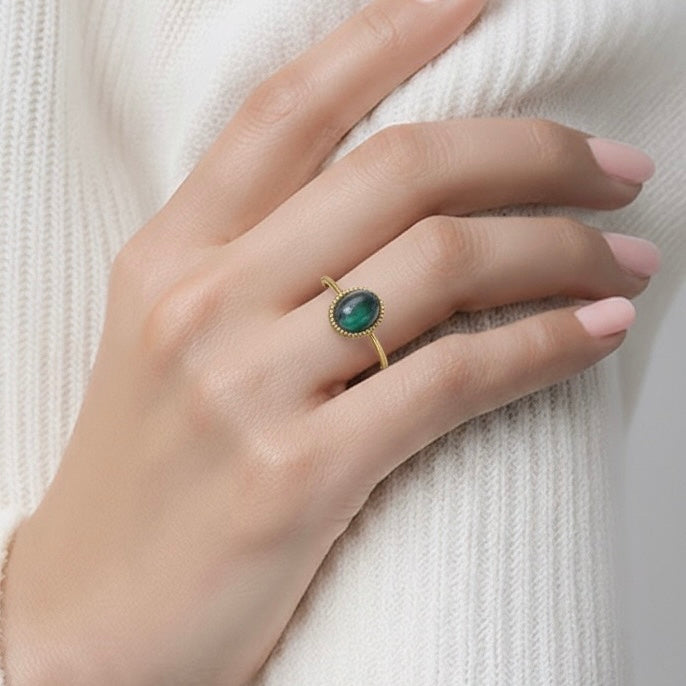 Rings Stainless Steel Hindu Moss Agate