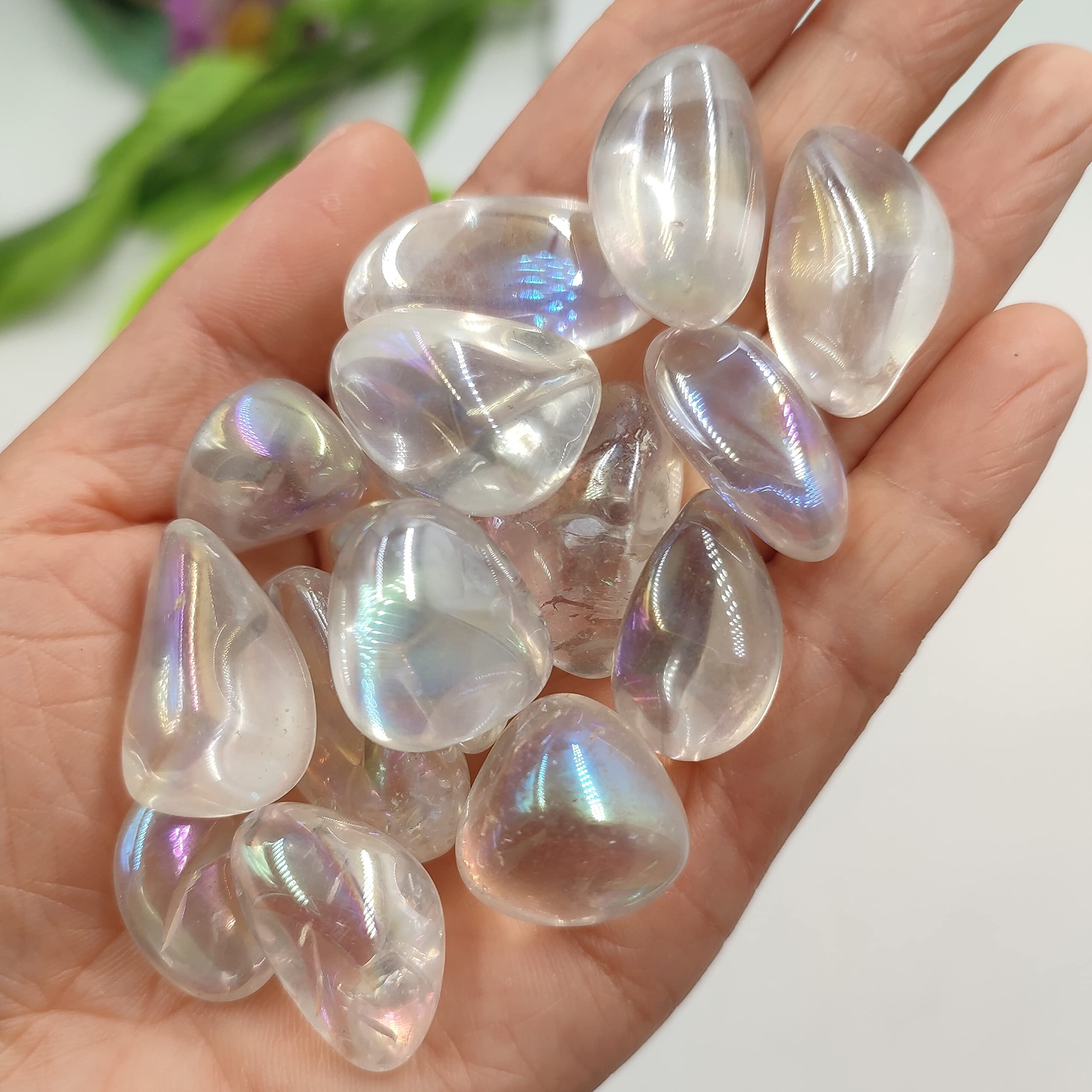 Tumbled Stone Polish Crystal Quartz Titanium