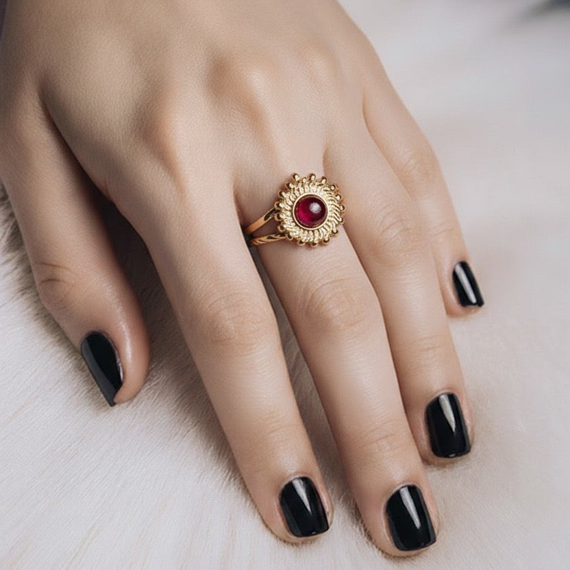 Rings Stainless Steel Hindu Carnelian