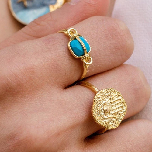 Ring Squared Stone Wired