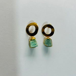 Earrings Circle Base Raw Stones