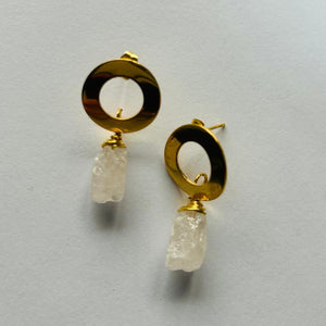 Earrings Circle Base Raw Stones
