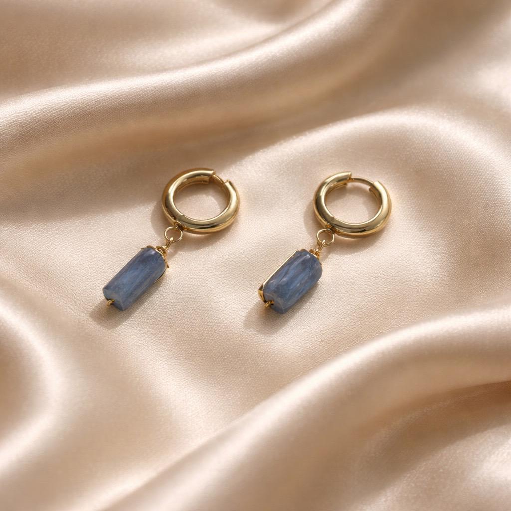 Earrings Thick Hoops with One Stone