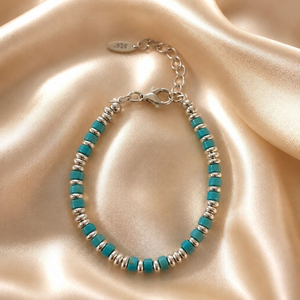 Bracelet Silver With Heishi Beads