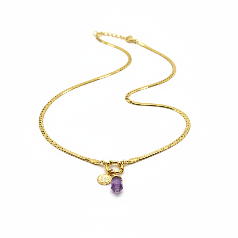 Necklace Herringbone Chain with Interlocking Clasp