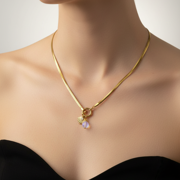 Necklace Herringbone Chain with Interlocking Clasp