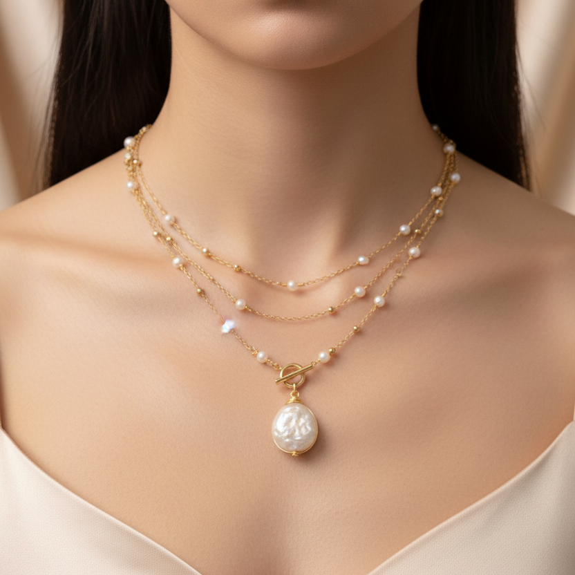 Necklace Long Sailor Beads with One Stone