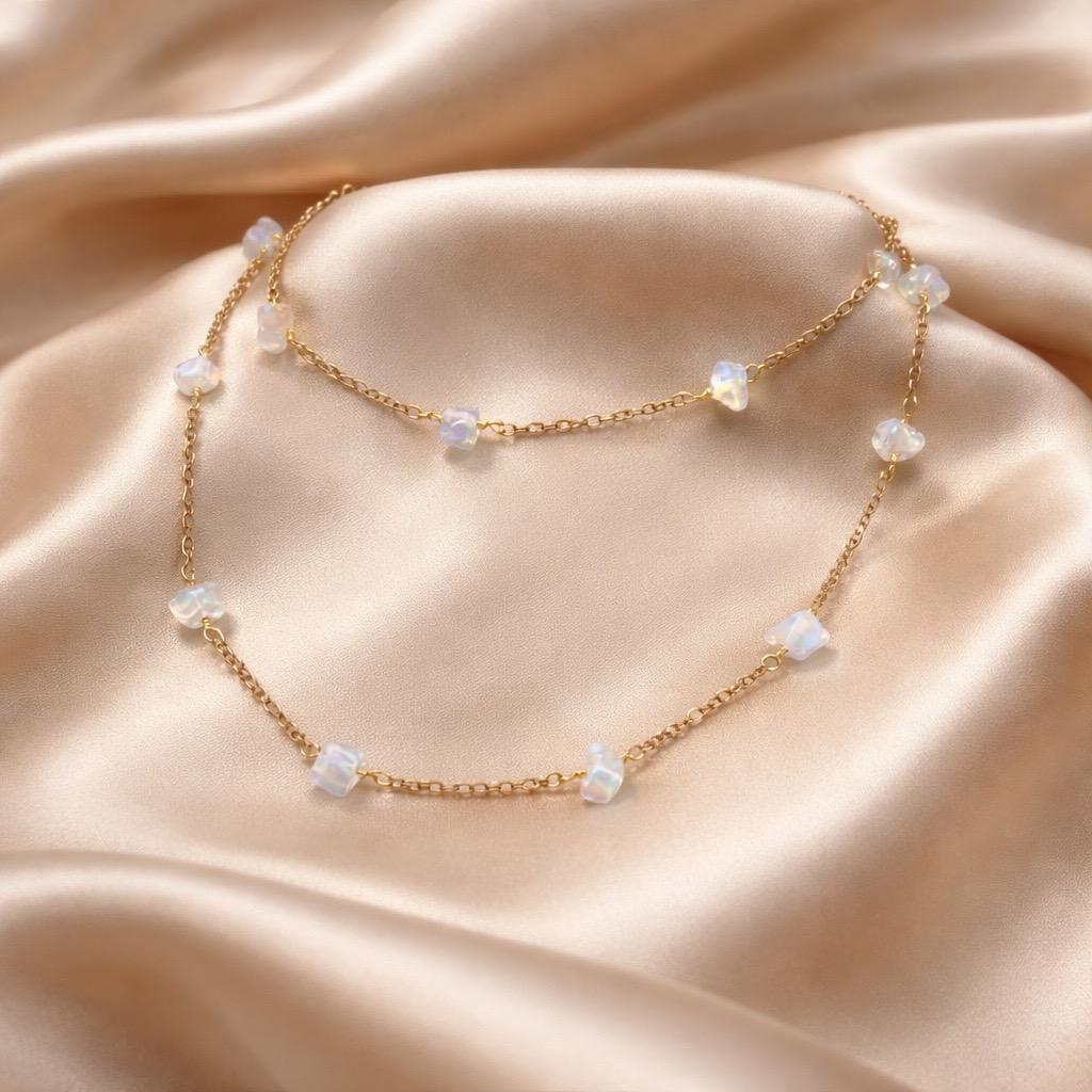 Necklace Rosary with Chopped Stones