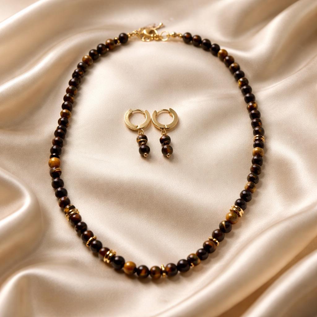 Necklace and Earrings Harmony Set with Beads