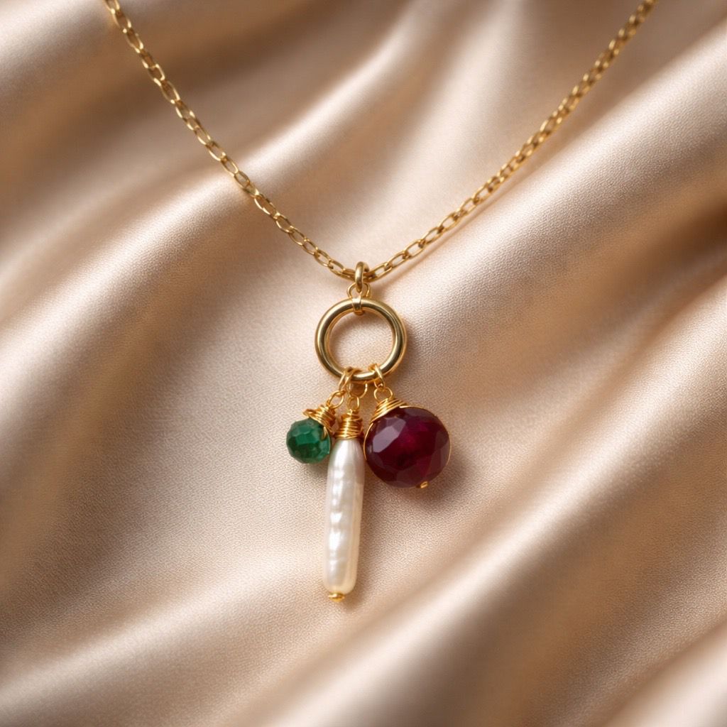 Necklace Sailor with Crystals and Pearls