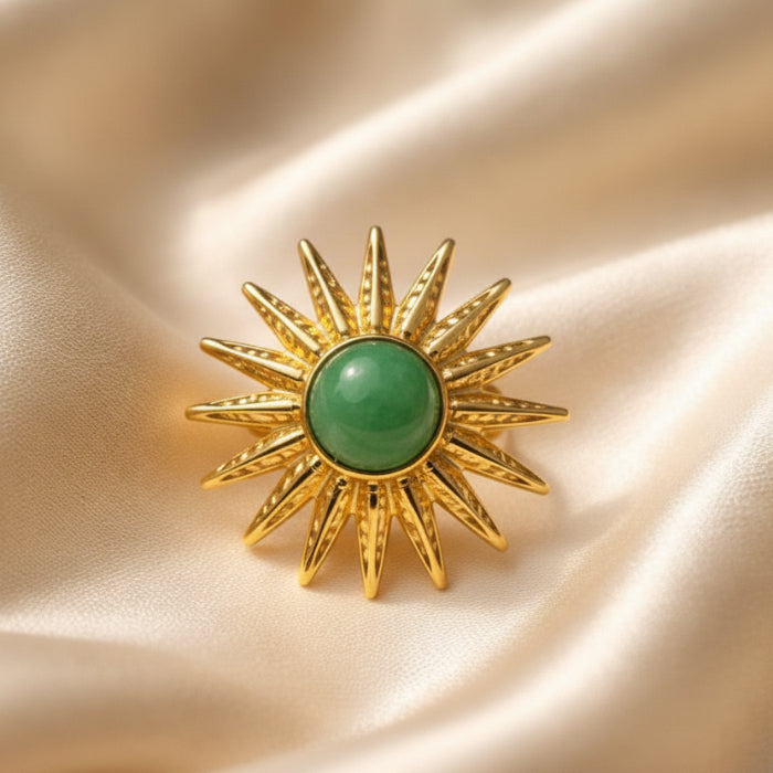 Rings Stainless Steel Hindu Green Jade