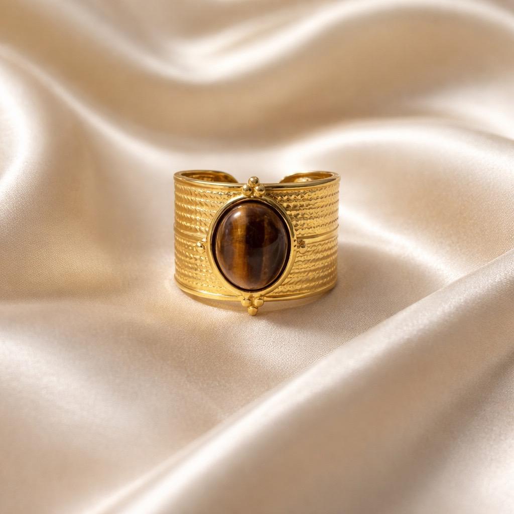 Rings Stainless Steel Hindu Tiger Eye
