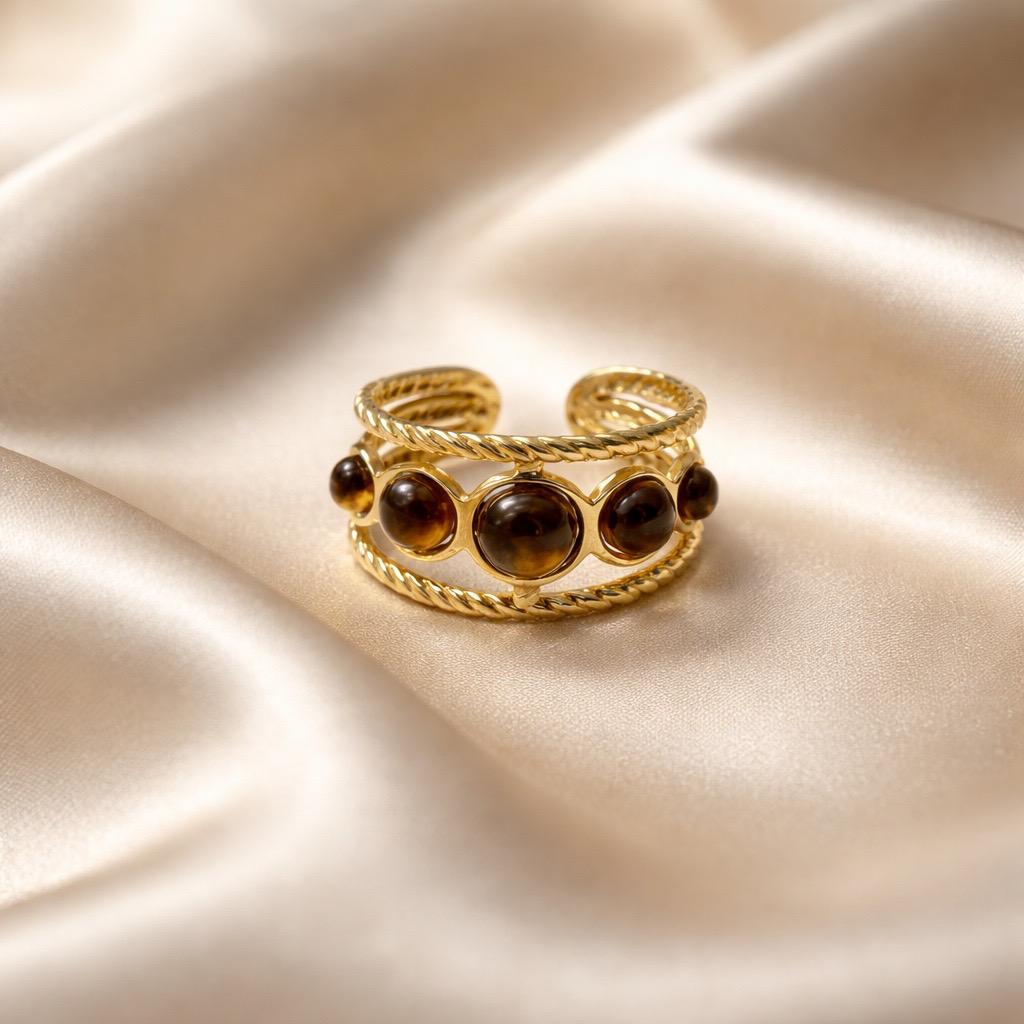 Rings Stainless Steel Hindu Tiger Eye