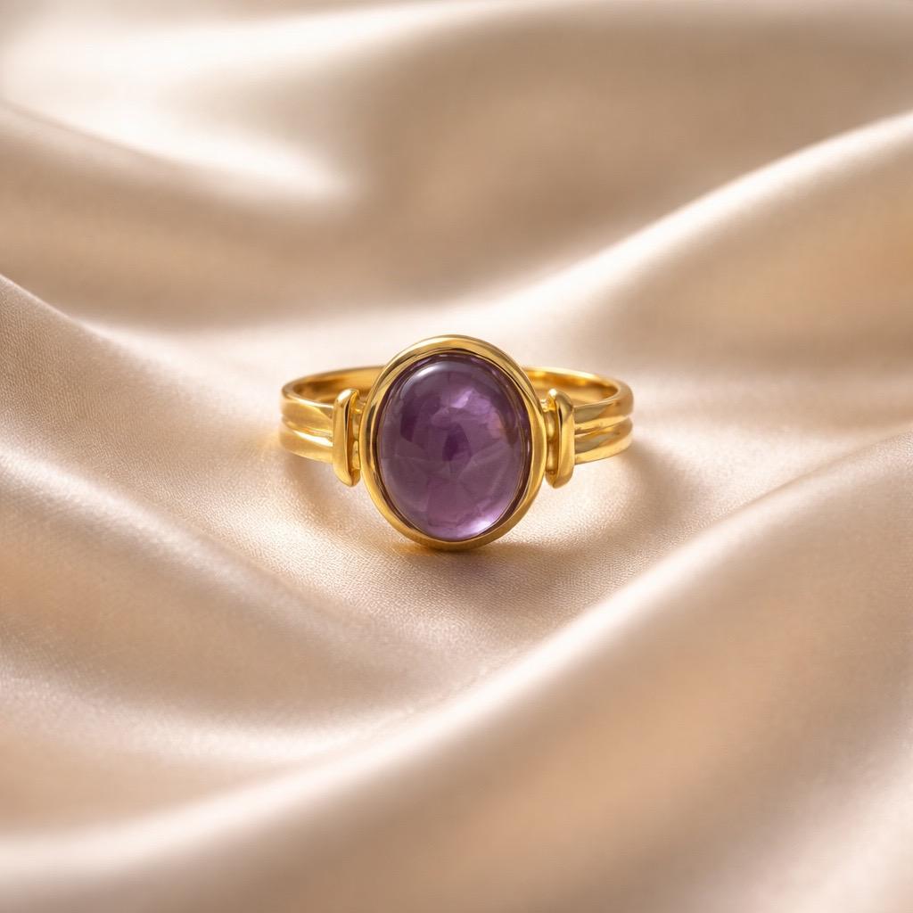 Rings Stainless Steel Hindu Amethyst