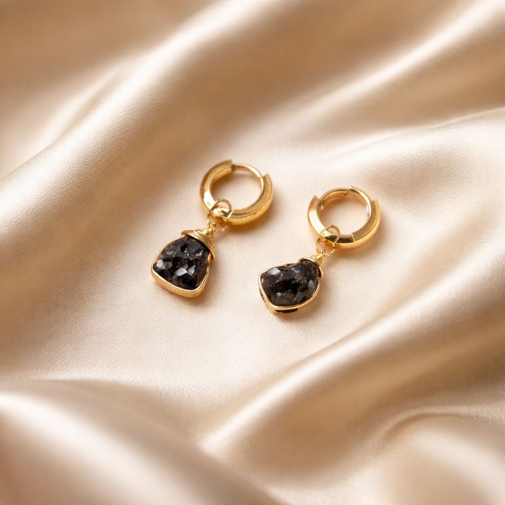 Earrings Thick Hoops with One Stone