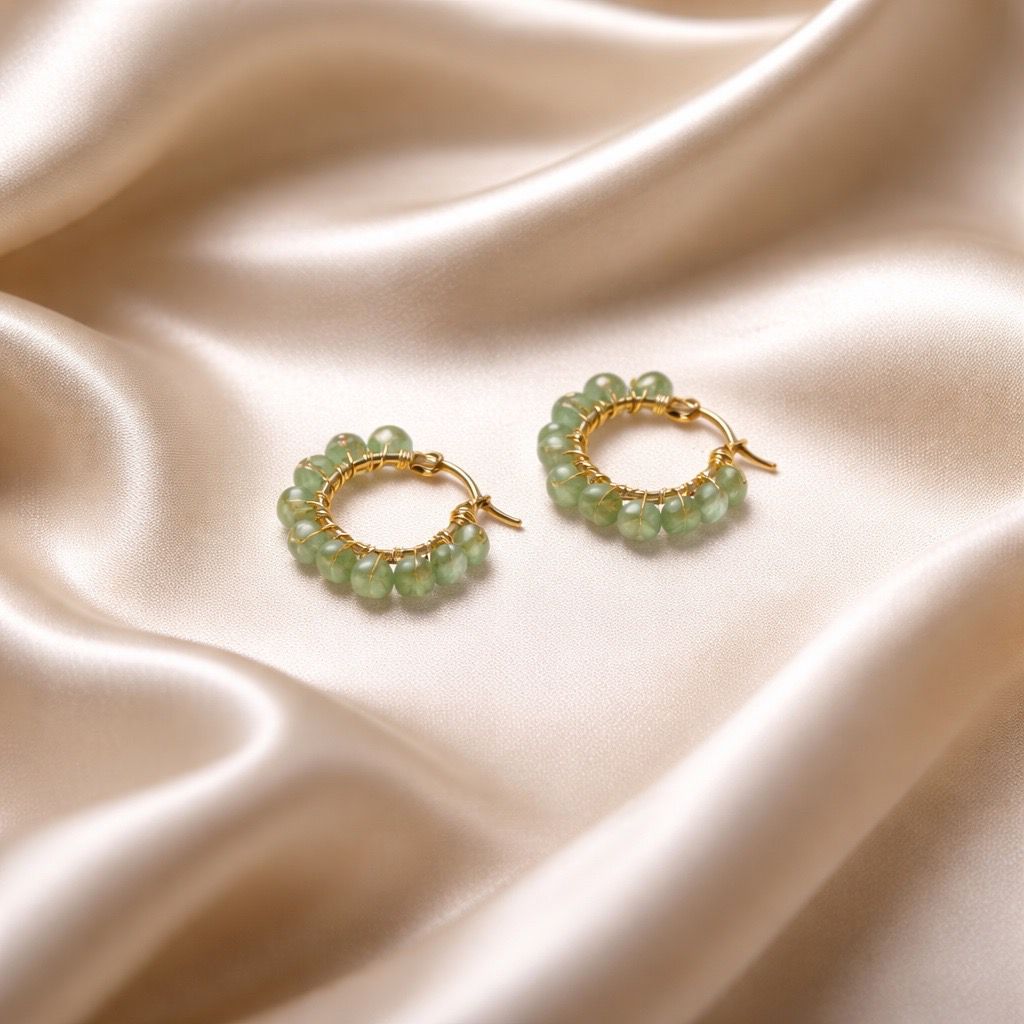 Earrings Hoops Wrapped Chopped Stones